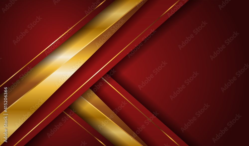 Obraz premium Dark red and gold abstract background luxury light golden line template premium design . Elegant shape paper element decoration illustration for cover magazine , poster , flyer , invitation