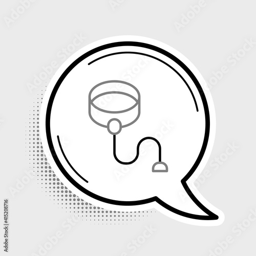 Line Retractable cord leash with carabiner icon isolated on grey background. Pet dog lead. Animal accessory for outdoors walk. Colorful outline concept. Vector.