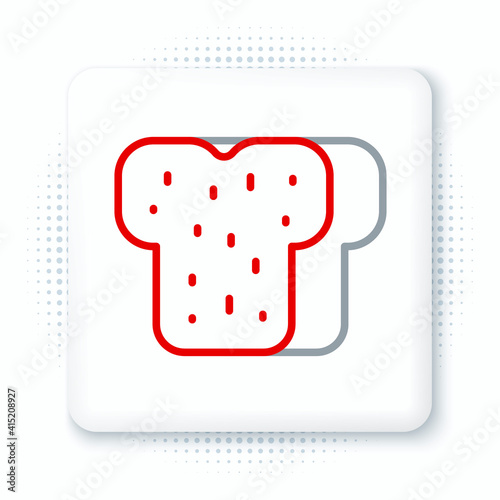 Line Bread toast for sandwich piece of roasted crouton icon isolated on white background. Lunch, dinner, breakfast snack. Colorful outline concept. Vector.