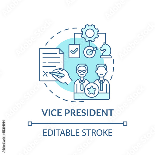 Vice president concept icon. Company top management jobs. Executive who reports to president. Workplace idea thin line illustration. Vector isolated outline RGB color drawing. Editable stroke