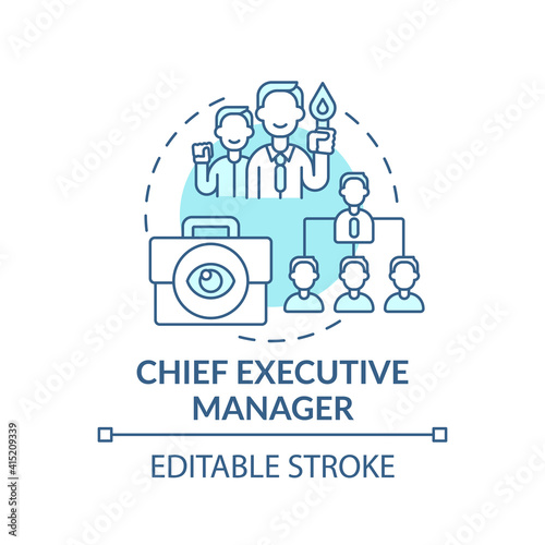Chief executive manager concept icon. Top management positions. Corporate executives managing business. Work idea thin line illustration. Vector isolated outline RGB color drawing. Editable stroke