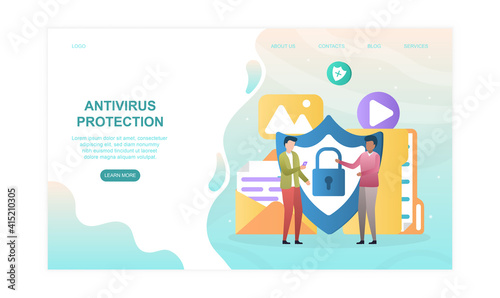 Antivirus protection abstract concept. Flat cartoon vector illustration. Website, web page, landing page template