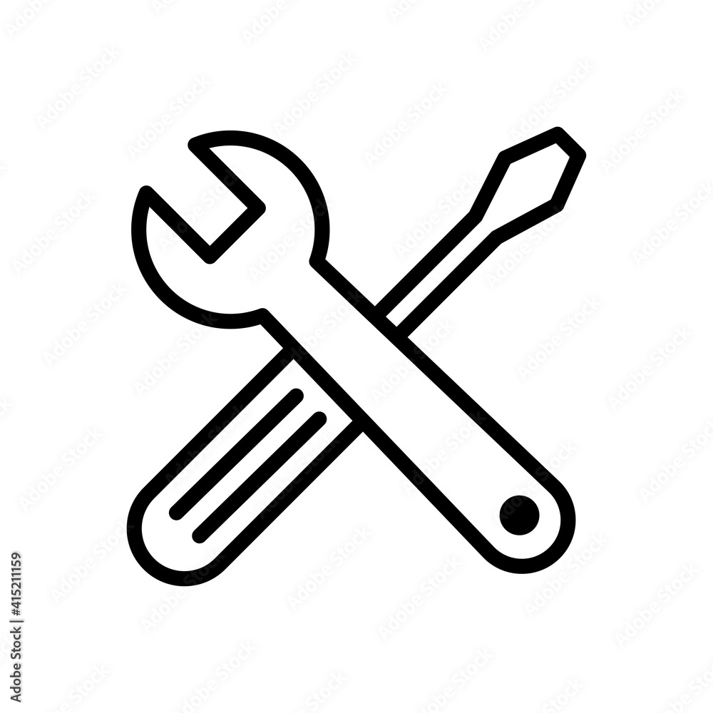 Tools wrench and screwdriver icon vector Tools wrench and screwdriver icon vector
