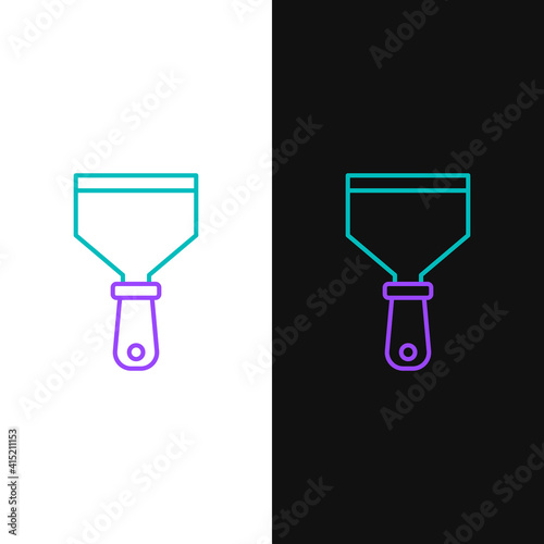 Line Putty knife icon isolated on white and black background. Spatula repair tool. Spackling or paint instruments. Colorful outline concept. Vector.