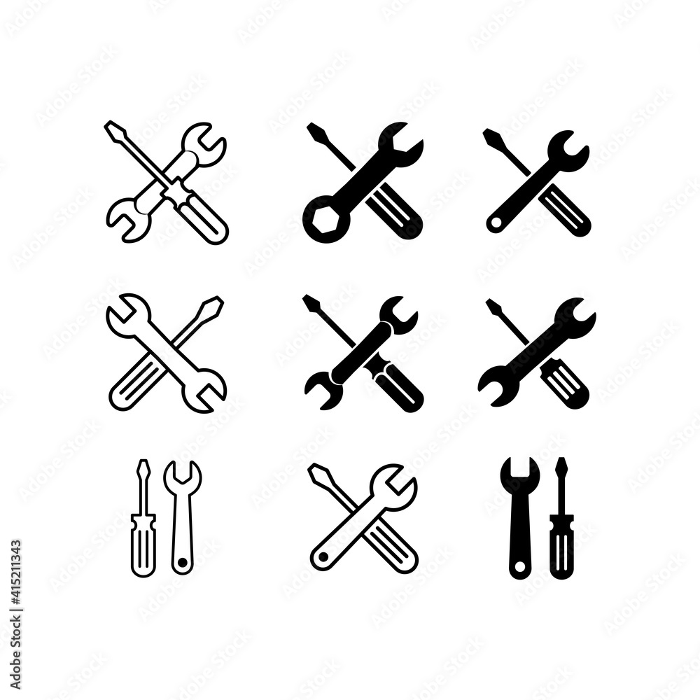 Tools wrench and screwdriver icon vector Tools wrench and screwdriver icon vector