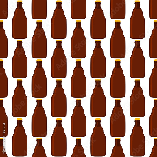 Illustration on theme seamless beer glass bottles with lid for brewery