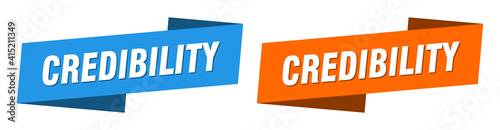 credibility banner. credibility ribbon label sign set photo