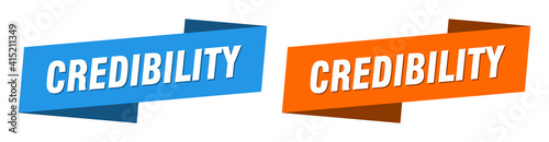 credibility banner. credibility ribbon label sign set