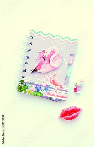 notepad, flamingo, drawing, cover, toy, pink, souvenir, baby, girly, baby, lips, birthday, love, gift