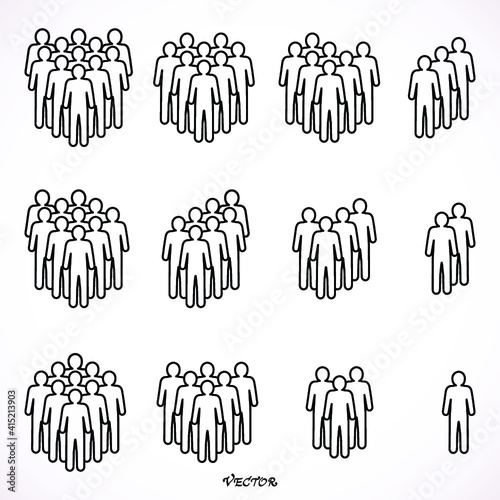 people Icon set in trendy flat style isolated on background. Crowd signs. 