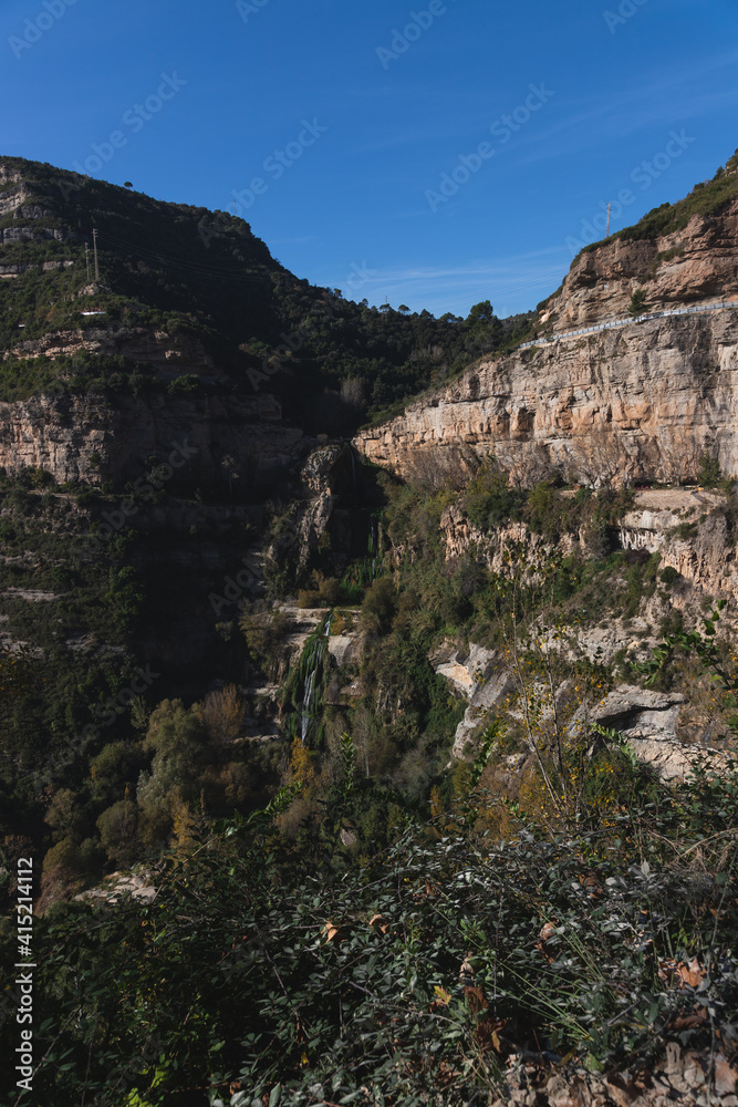 Landscape of the waterfall of Sant Miquel del Fai in Catalonia, Spain