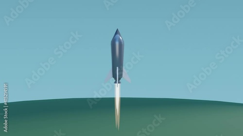 animation of aspace ship starting, simple design, simple background photo