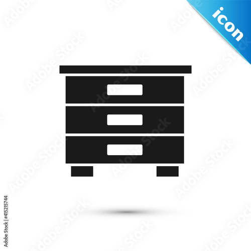 Grey Furniture nightstand icon isolated on white background. Vector.