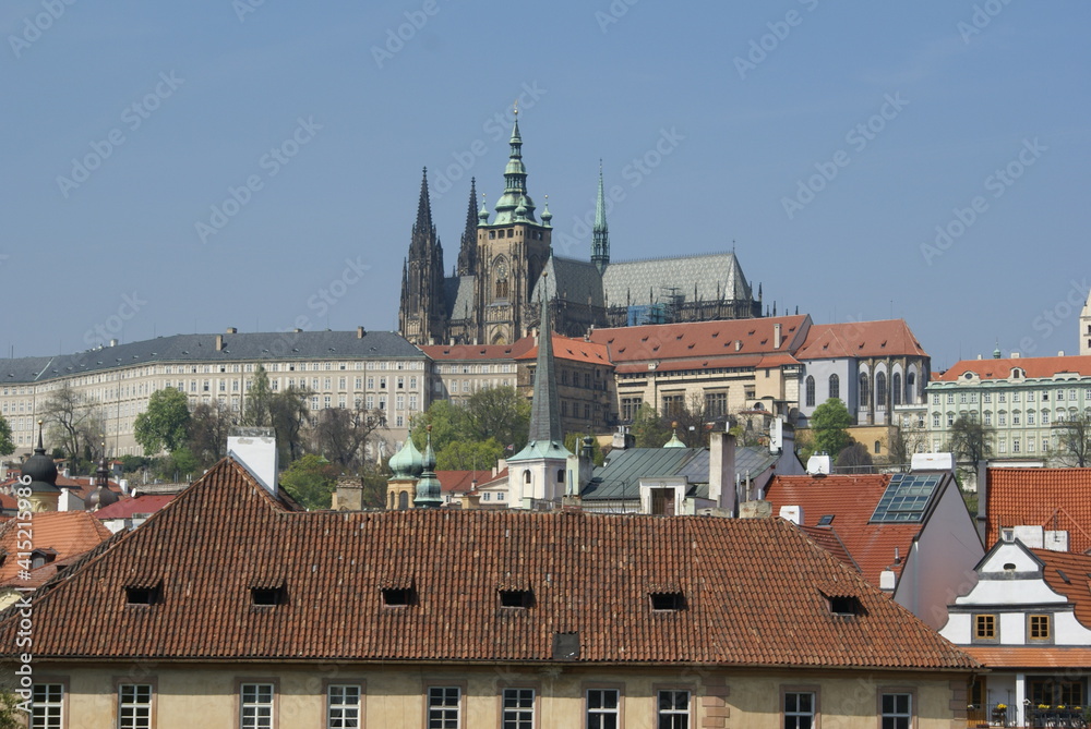 Obraz premium Prague, Czech Republic: panorama with partial view of St. Vitus's Cathedral