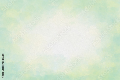 Green watercolor background texture. Color splash design in painted illustration. Template for design. 