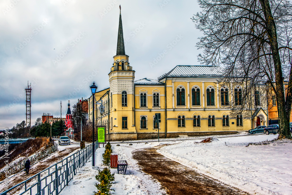 Obraz premium The building of the State Bank (Banking House of the Ryabushinsky brothers). Rzhev, Tver region. Russia