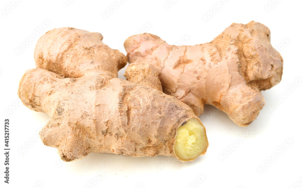 Root ginger isolated on a white studio background. Root ginger isolated on a white studio background.