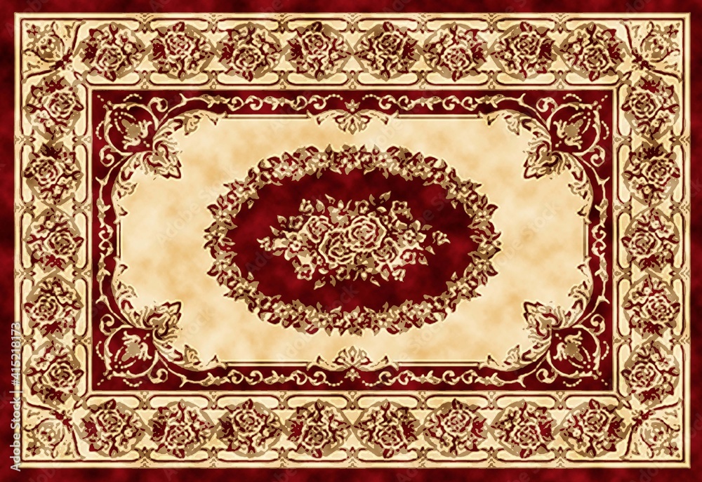 Carpet Vintage Style Tribal pattern with distressed texture and effect
