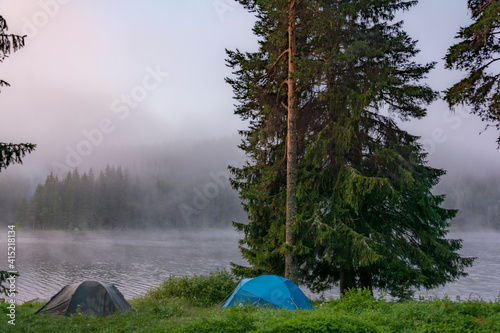 camping tent in the mountains