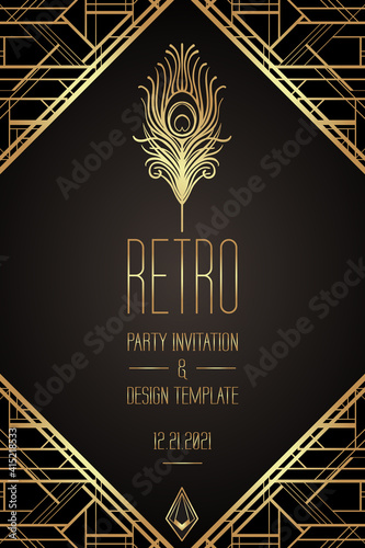 Art Deco vintage patterns and design elements. Retro party geometric background set 1920 style. Vector illustration for glamour party, thematic wedding or textile prints.
