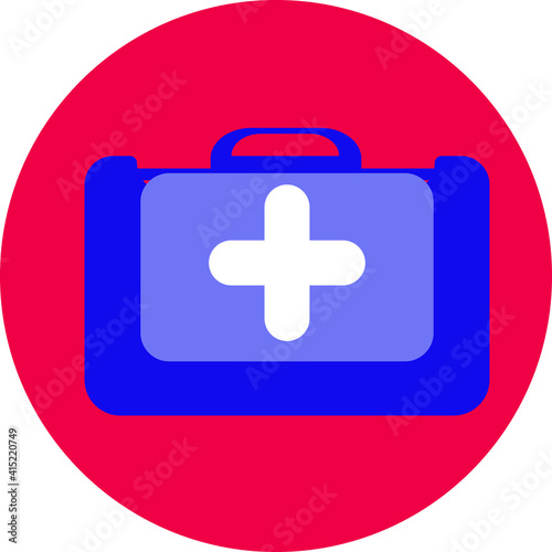 Medical kit icon on red background. Royalty free and fully editable. 