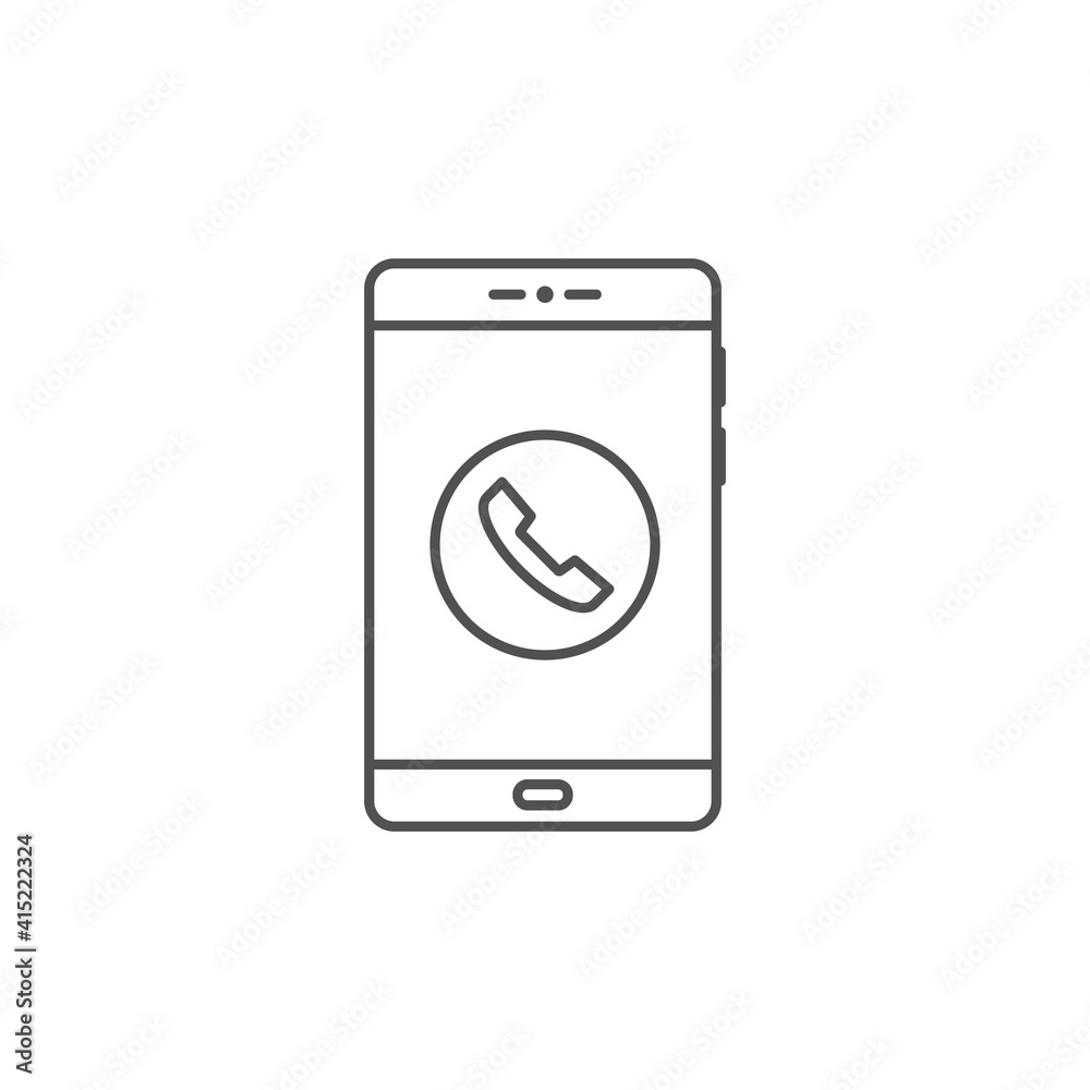 Smart Phone with handset on screen icon. Calling phone line icon. Communication symbol Smart Phone with handset on screen icon. Calling phone line icon. Communication symbol