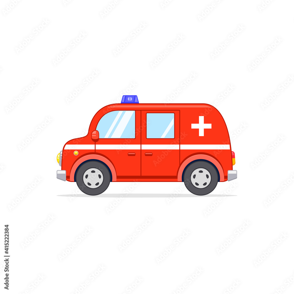 Ambulance car Cartoon illustration. Vector isolated illustration