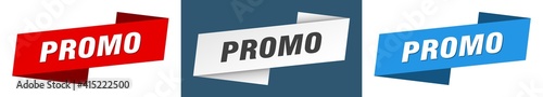 promo banner. promo ribbon label sign set photo