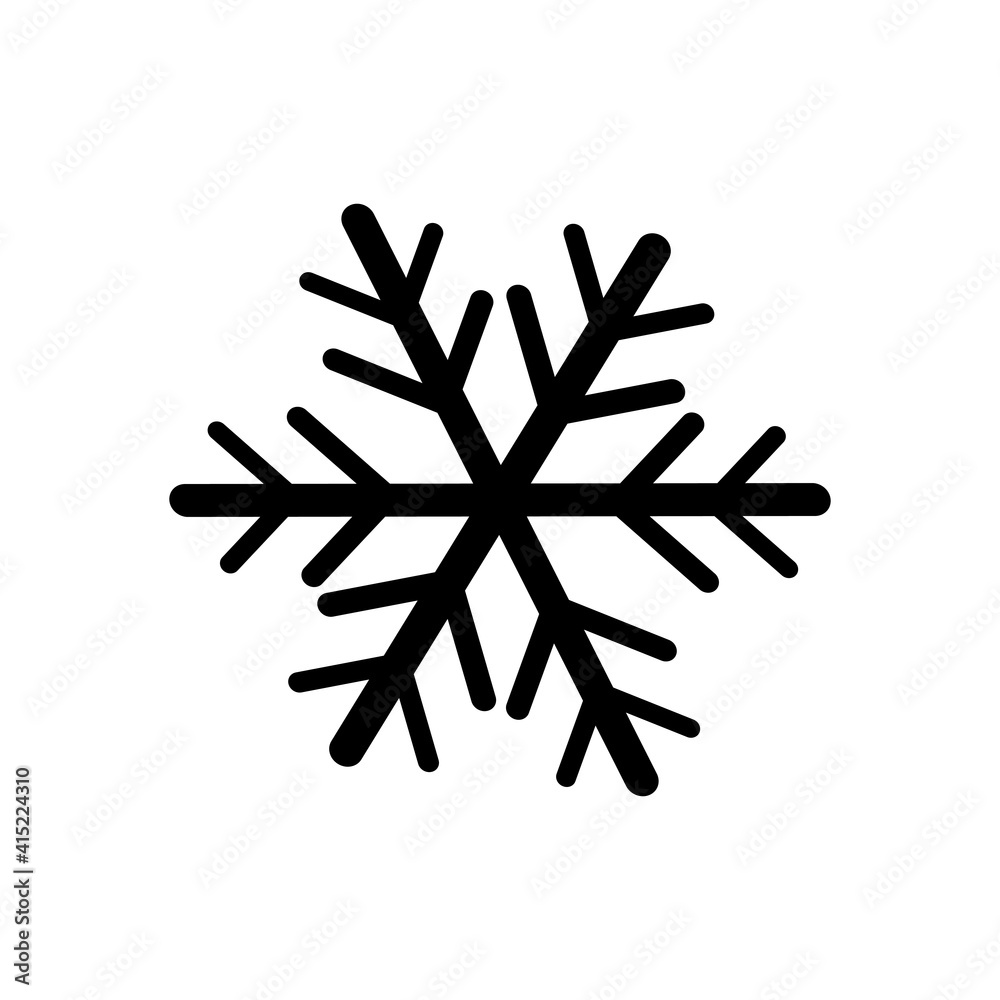 Vector snowflake icon on white isolated background.