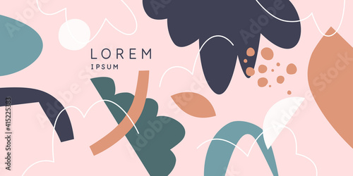 Modern poster. Different shapes in Doodle style. Abstract spots on the background.