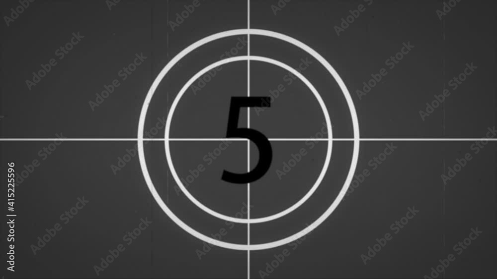 Monochrome Universal Countdown Film Leader. Countdown Clock from 10 to 0. Black and White Animation. Effect of Old Film Rolling with Details, Grain, Scratches, Noise. 4K FX. Design of Old Cinema Monochrome Universal Countdown Film Leader. Countdown Clock from 10 to 0. Black and White Animation. Effect of Old Film Rolling with Details, Grain, Scratches, Noise. 4K FX. Design of Old Cinema