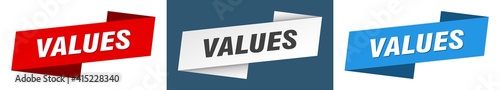 values banner. values ribbon label sign set