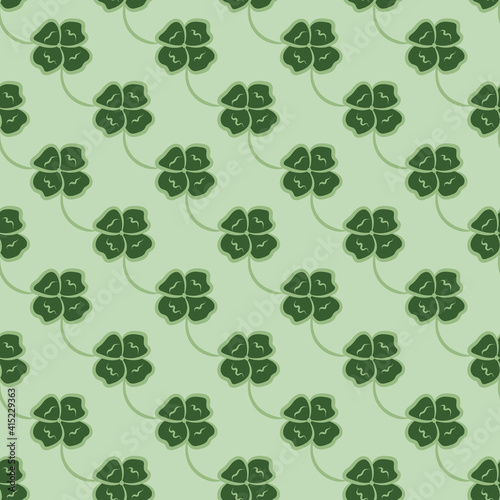 Four Leaf Clovers Seamless Pattern Background Print