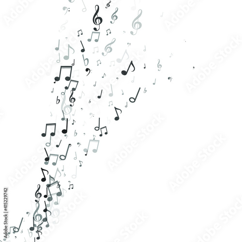 Flying notes musical background. Classic music pattern design. Abstract dance poster vector illustration