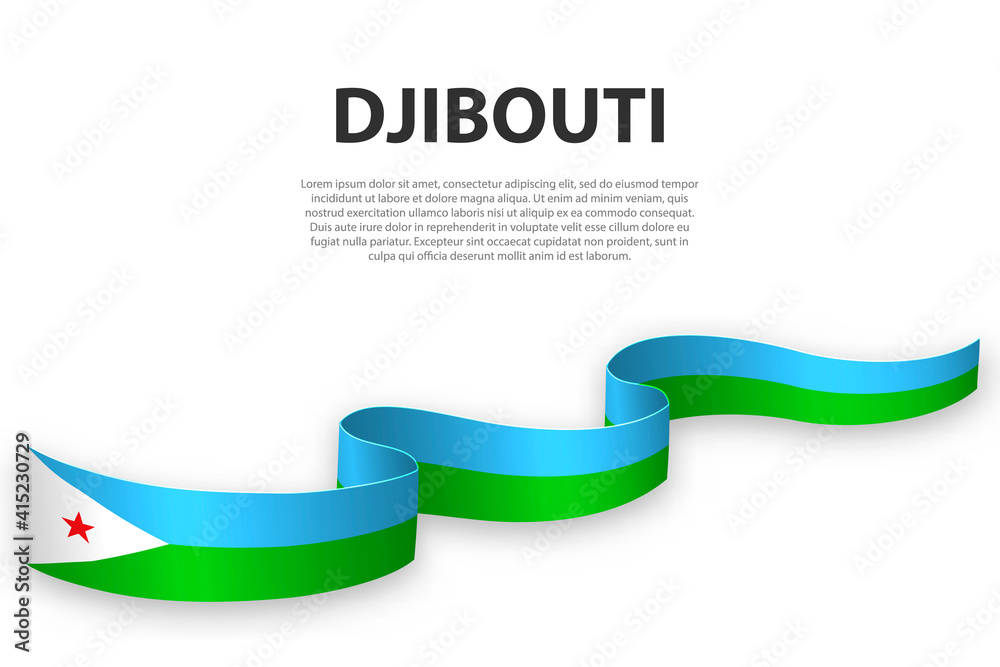 Waving ribbon or banner with flag of Djibouti Waving ribbon or banner with flag of Djibouti