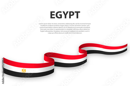 Waving ribbon or banner with flag of Egypt