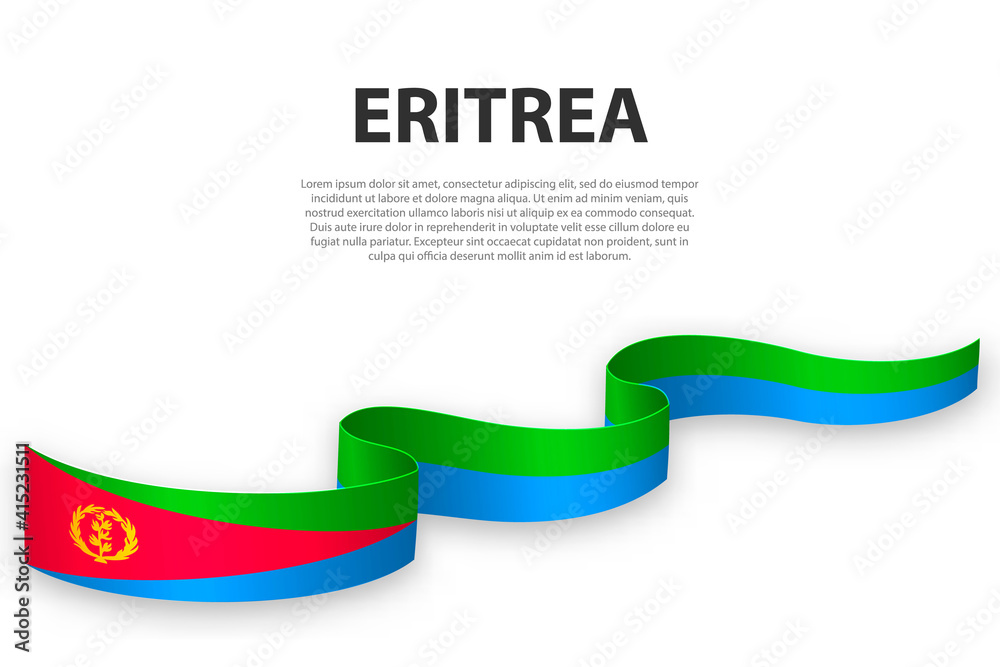 Waving ribbon or banner with flag of Eritrea Waving ribbon or banner with flag of Eritrea