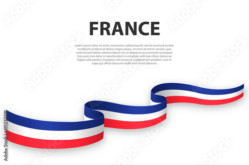 Waving ribbon or banner with flag of France.