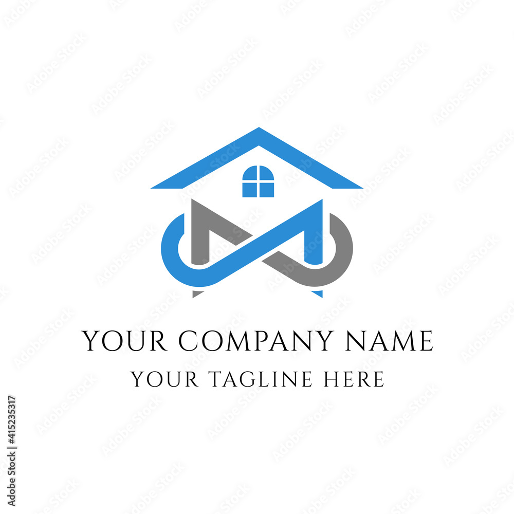 Infinity home logo, Infinity real estate logo vector with letter M for