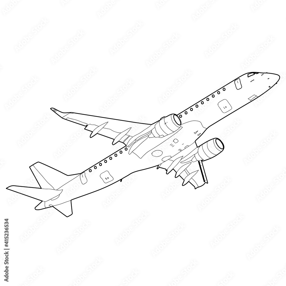 Silhouette passenger aircraft on a white background Silhouette passenger aircraft on a white background