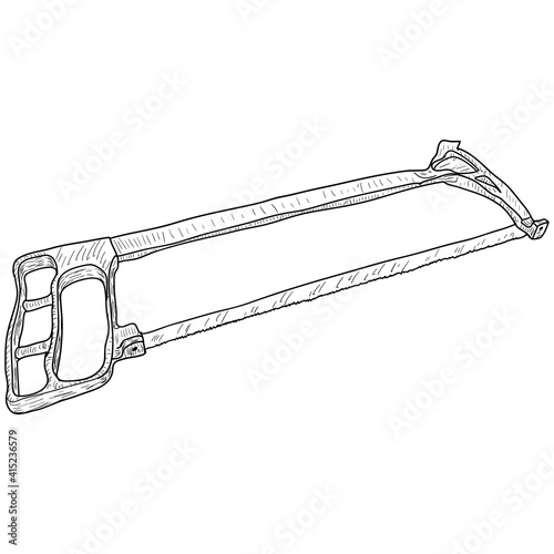 Sketch silhouette hand tool hacksaw for metal on a white background