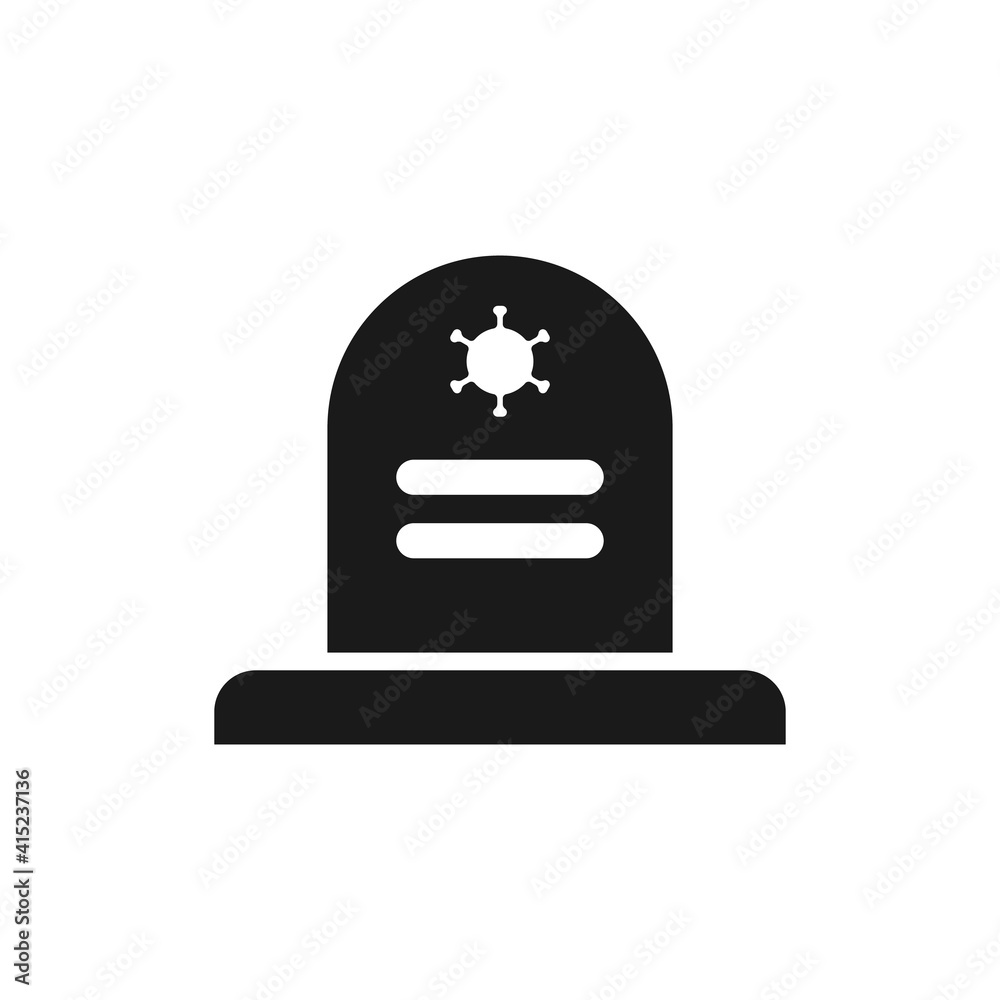 Gravestone design with Coronavirus pandemic concept. Tombstone with