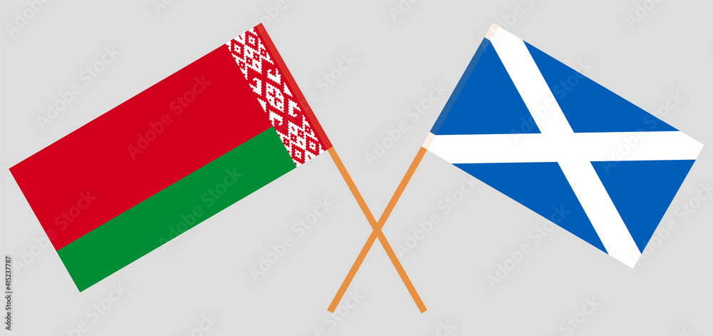 Fototapeta premium Crossed flags of Belarus and Scotland