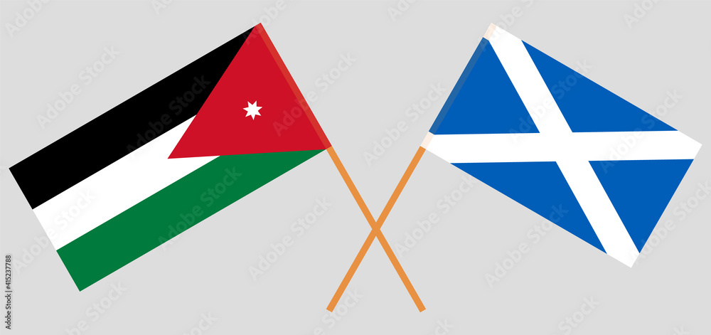 Crossed flags of Jordan and Scotland Crossed flags of Jordan and Scotland