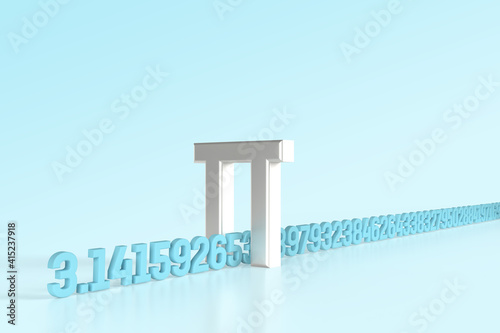 The number pi together with the queue of numbers 314 for math abstract in the form of a bridge.