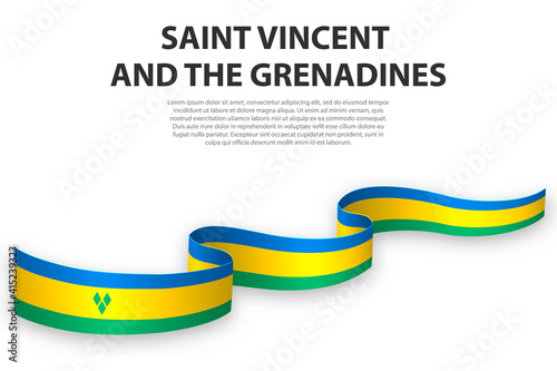 Waving ribbon or banner with flag of Saint Vincent and the Grenadines