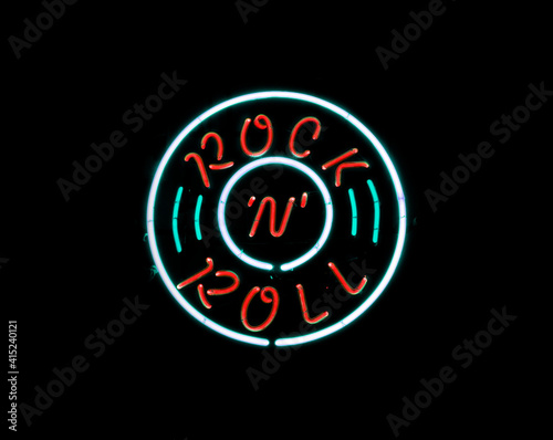 Rock n Roll music vintage neon sign photo