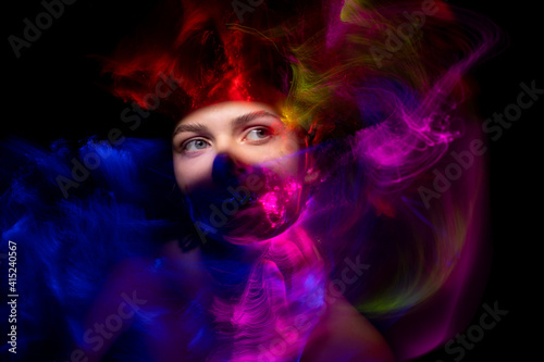 lightpainting portrait, new art direction, long exposure photo without photoshop, light drawing at long exposure © SergeyKatyshkin