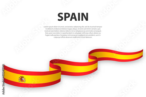 Waving ribbon or banner with flag of Spain