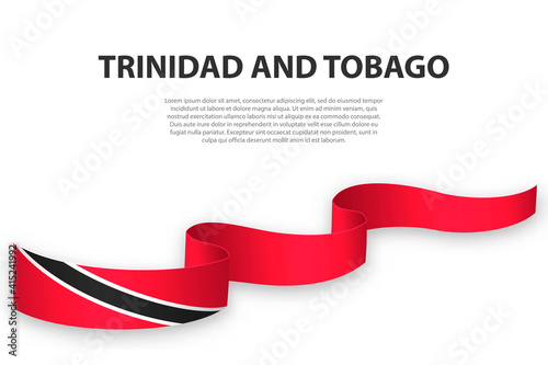 Waving ribbon or banner with flag of Trinidad and Tobago
